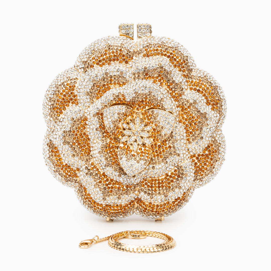 Jeline Flower Clutch Bag - Gold