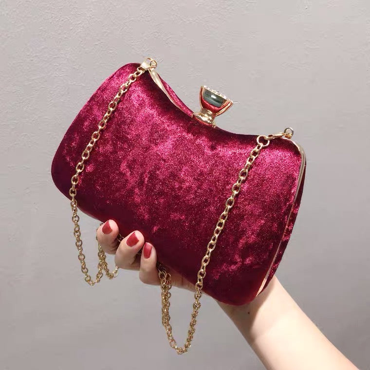 (CS) Velvet Flask Clutch Bag