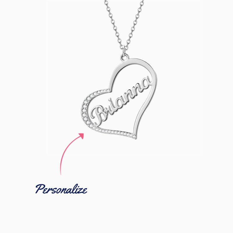 Collar Sparkling Name In Heart