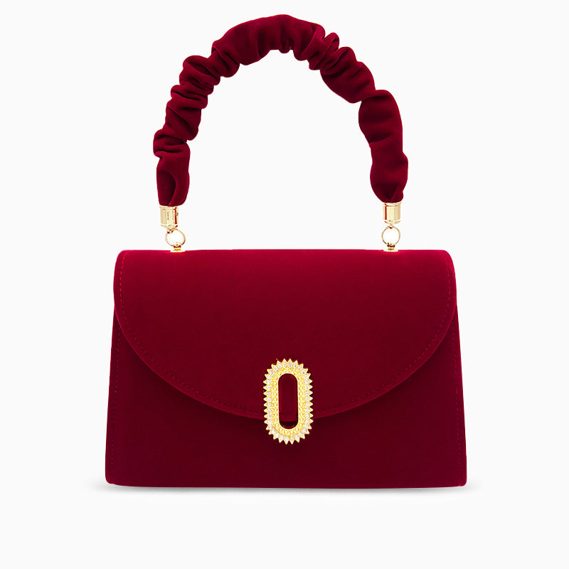 Priscilla Rote Samt-Handtasche