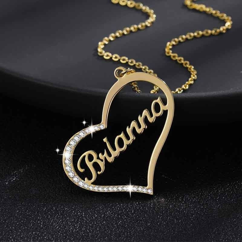 Collar Sparkling Name In Heart