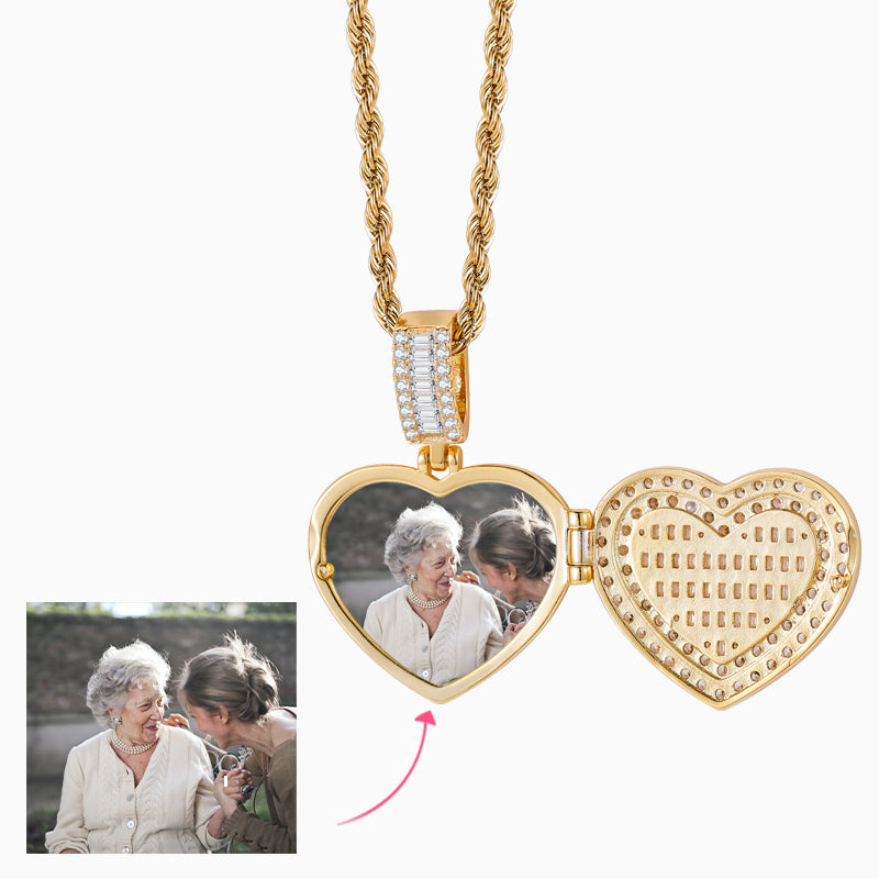 Sparkling Heart Locket With Personalized Photo Necklace